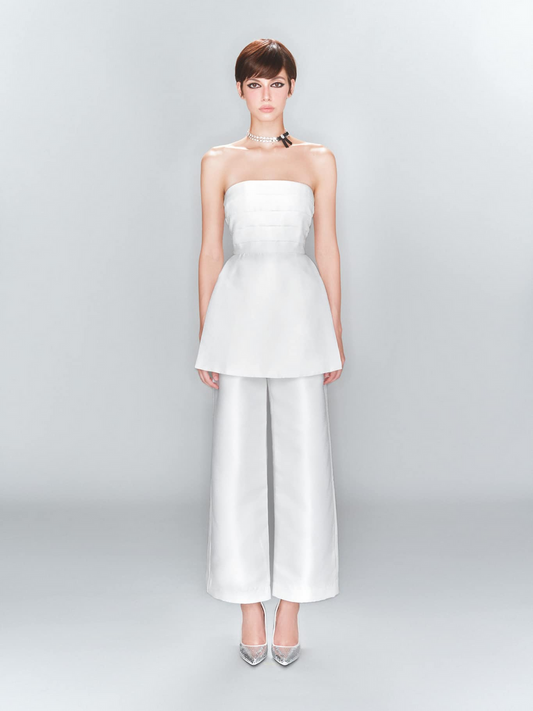 Strapless Layered Satin Trousers